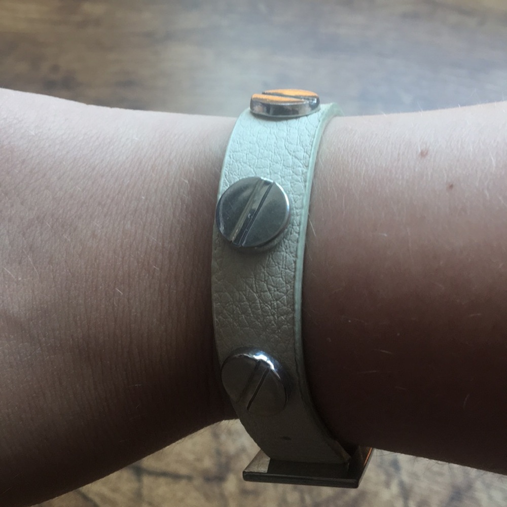 Faux leather screw stud bracelet